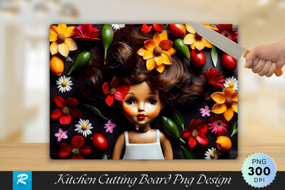 Download Cute Girl with Flowers Cutting Board - Flower Collection