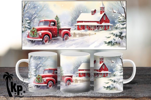 Download Farm Fresh Red Truck Christmas 11oz Mug - Farm fresh Collection