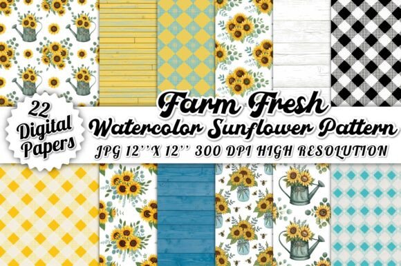 Download Farm Fresh Watercolor Sunflower Pattern - Flower Collection