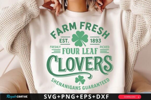 Download Farm Fresh Four Leaf Clovers SVG Design - Farm fresh Collection