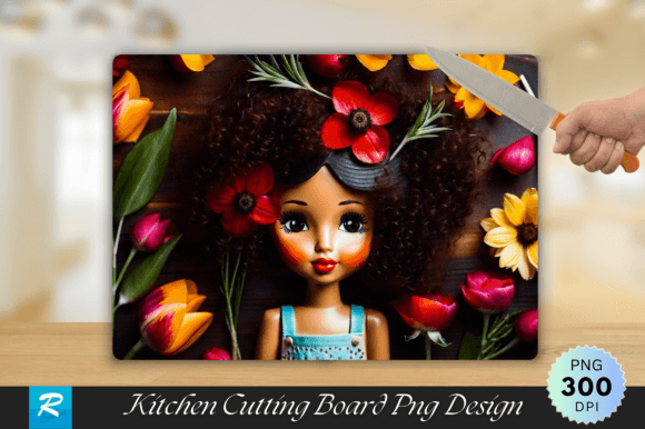 Download Cute Girl with Flowers Cutting Board - Flower Collection