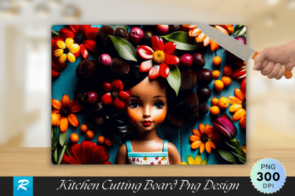 Download Cute Girl with Flowers Cutting Board - Flower Collection