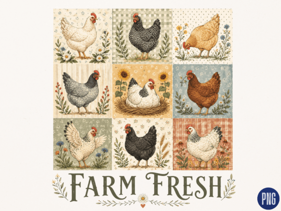 Download Farm Fresh Chicken Patchwork PNG, Rustic - Farm fresh Collection